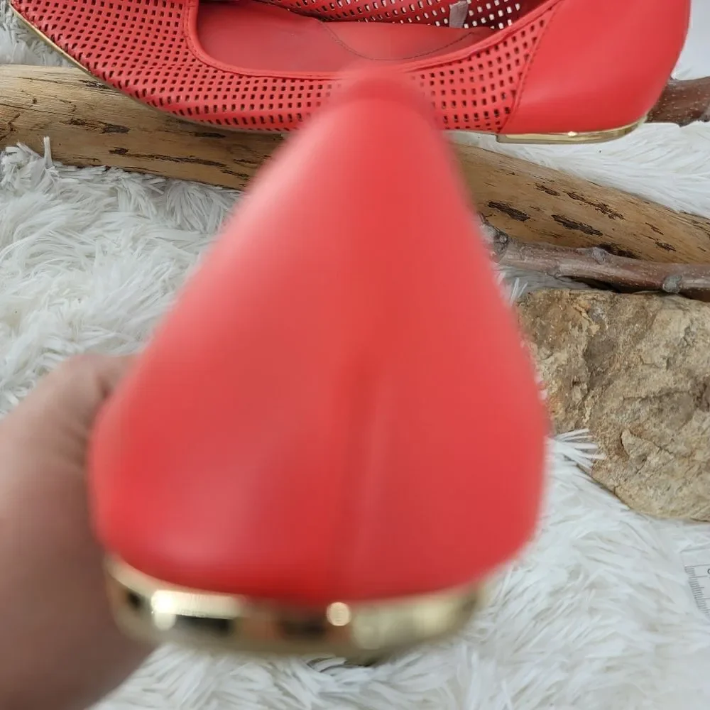 Lane bryant  coral pointy flats faux leather